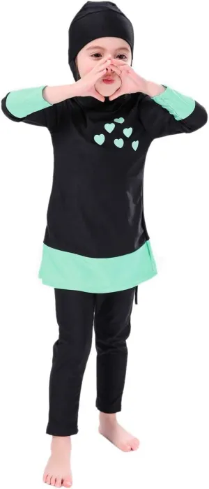 Kids Muslim Swimsuit for Girls Islamic Burkini Full Cover Hijab Top Pants Long Sleeve Rash Guard Swimwear Beach Bathing Suit