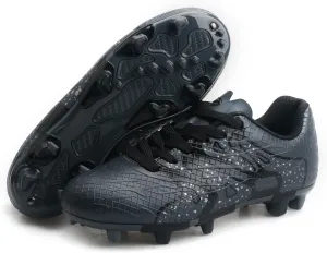 Kids Soccer Cleats Outdoor FG/AG Football Shoes Firm/Artificial Ground Little/Big Boys Girls Dark Grey/Black 3.5(M) US