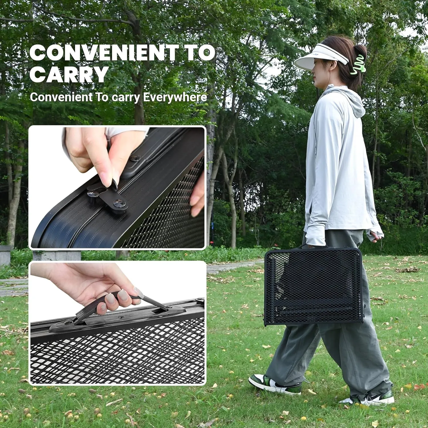 KINGROCK Folding Camping Table with Mesh Bag, Adjustable Height Grill Table for Outdoor Camping, Picnic, Patio, Dining, BBQ, Party