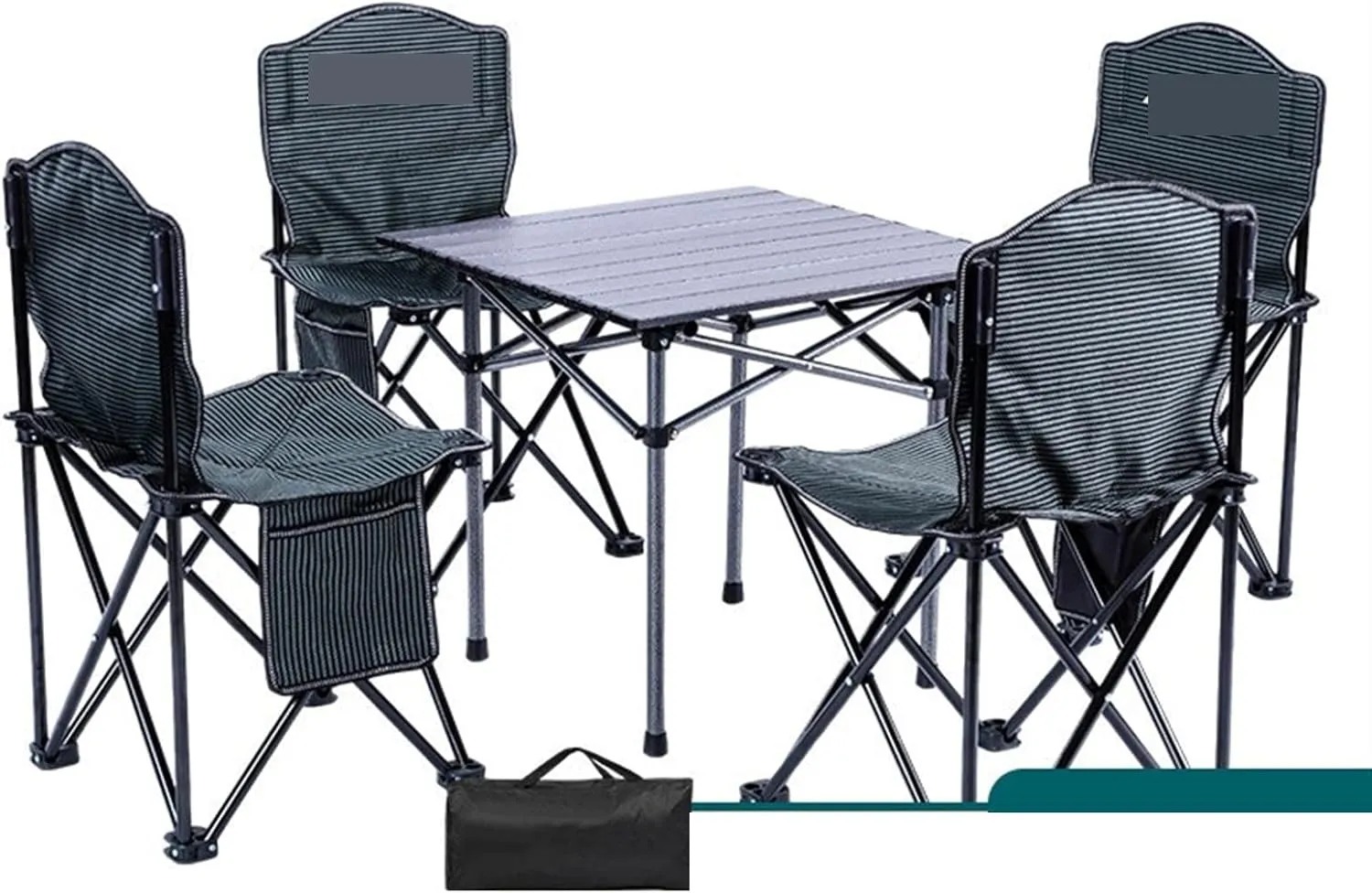 KIRANDY Portable Picnic Table, Folding Roll Up Camping Travel Table, Car Outdoor Picnic Table and Chair Set (颜色 : Folding Table and Chair 5PCS Set)