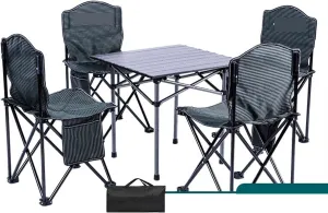 KIRANDY Portable Picnic Table, Folding Roll Up Camping Travel Table, Car Outdoor Picnic Table and Chair Set (颜色 : Folding Table and Chair 5PCS Set)