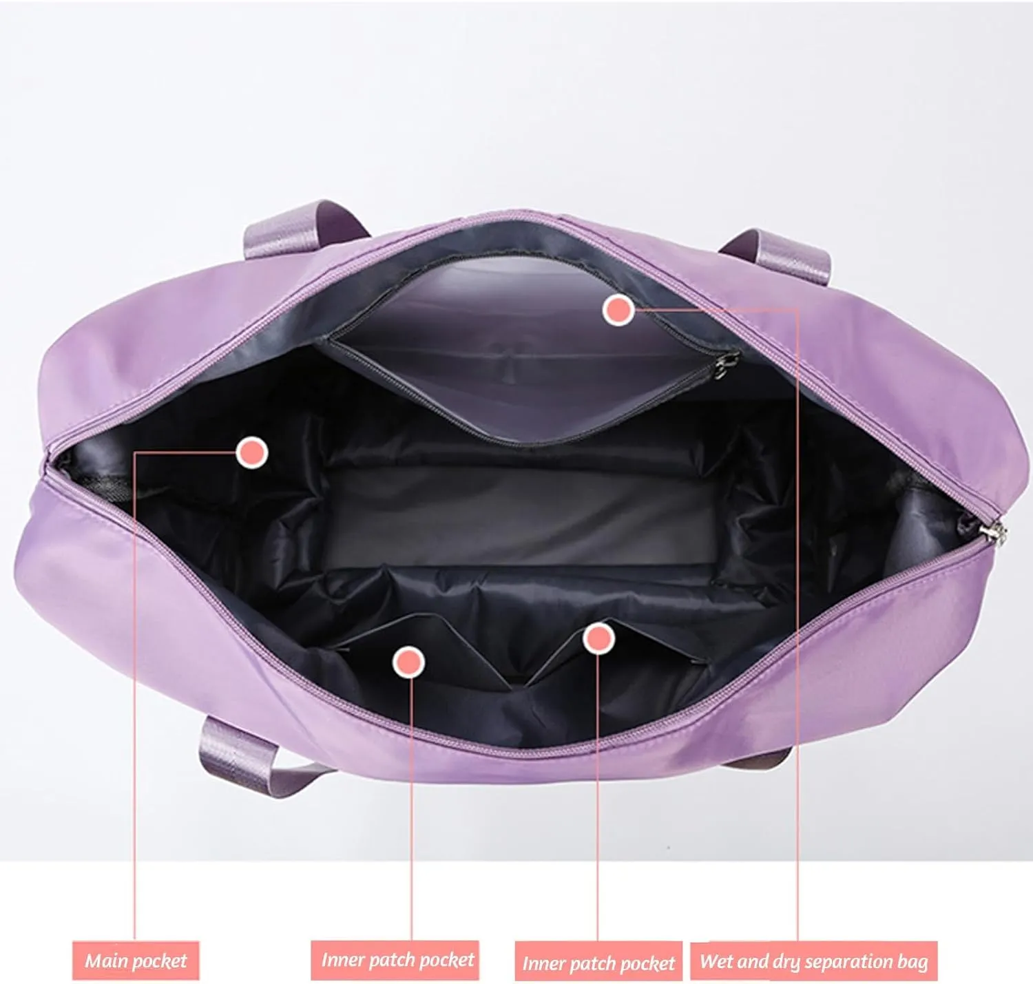 Klarson Expandable Bag with Wheels, Expandable Bag with Wheels, Expandable Rolling Duffel Bag, Foldable Suitcase without Handle (Purple)