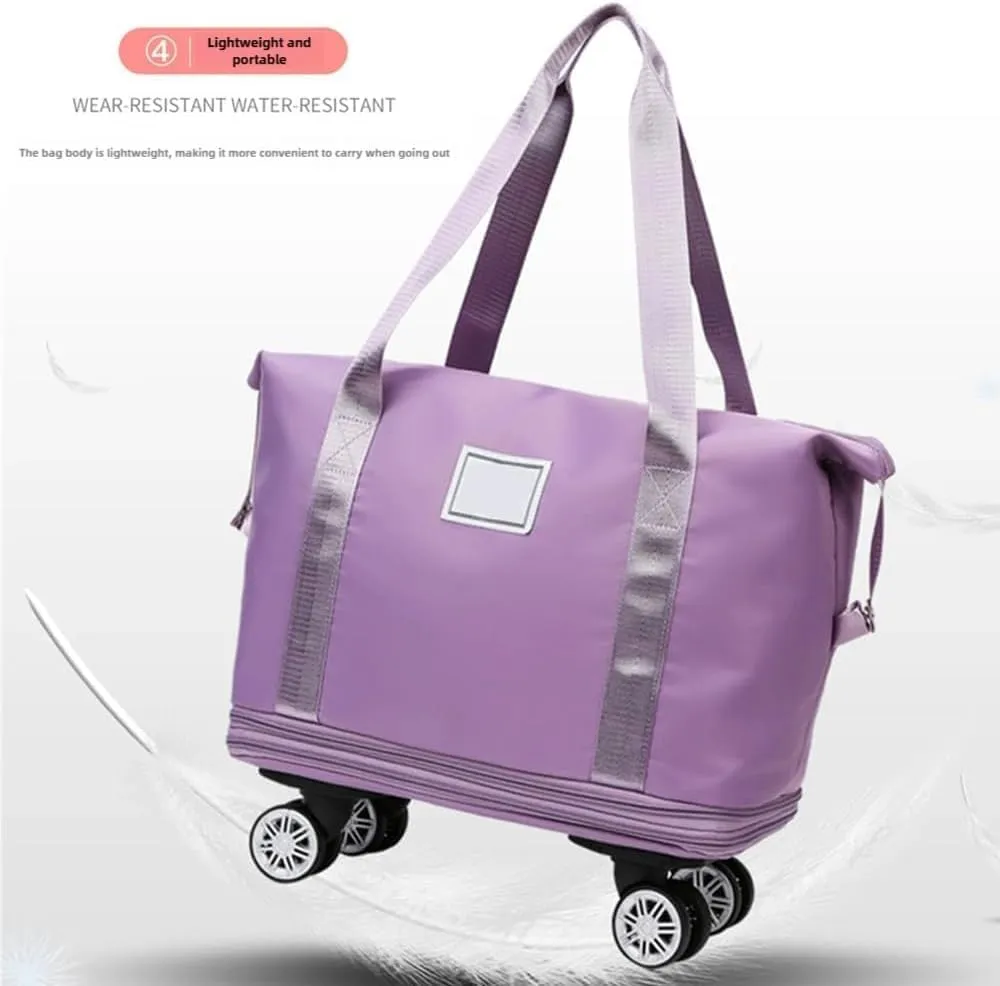 Klarson Expandable Bag with Wheels, Large Capacity Travel Bag Duffel Bag 40L, Collapsible Luggage (Purple)