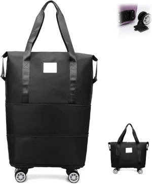 Klarson Expandable Bag With Wheels,Klarson Travel Bag,Klarson Duffle Bag,Foldable Duffle Bag With Wheels,Collapsible Luggage With Wheels,Collapsible Luggage,Foldable Suitcase (Black)