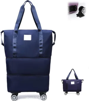 Klarson Expandable Bag With Wheels,Klarson Travel Bag,Klarson Duffle Bag,Foldable Duffle Bag With Wheels,Collapsible Luggage With Wheels,Collapsible Luggage,Foldable Suitcase (Dark Blue)