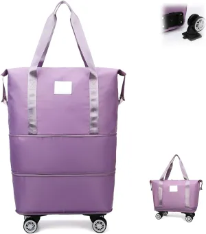 Klarson Expandable Bag With Wheels,Klarson Travel Bag,Klarson Duffle Bag,Foldable Duffle Bag With Wheels,Collapsible Luggage With Wheels,Collapsible Luggage,Foldable Suitcase (Purple)