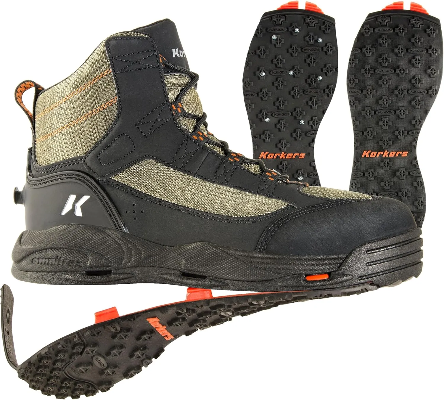 Korkers Greenback Wading Boots - Packed with the Essentials - Includes Interchangeable Kling-On and Studded Kling-On Soles