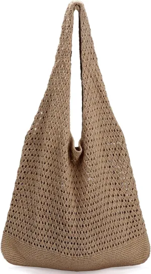 KPX Crochet Tote, Mesh Knitted Shoulder Bag - Large Aesthetic Hobo for Women - Summer