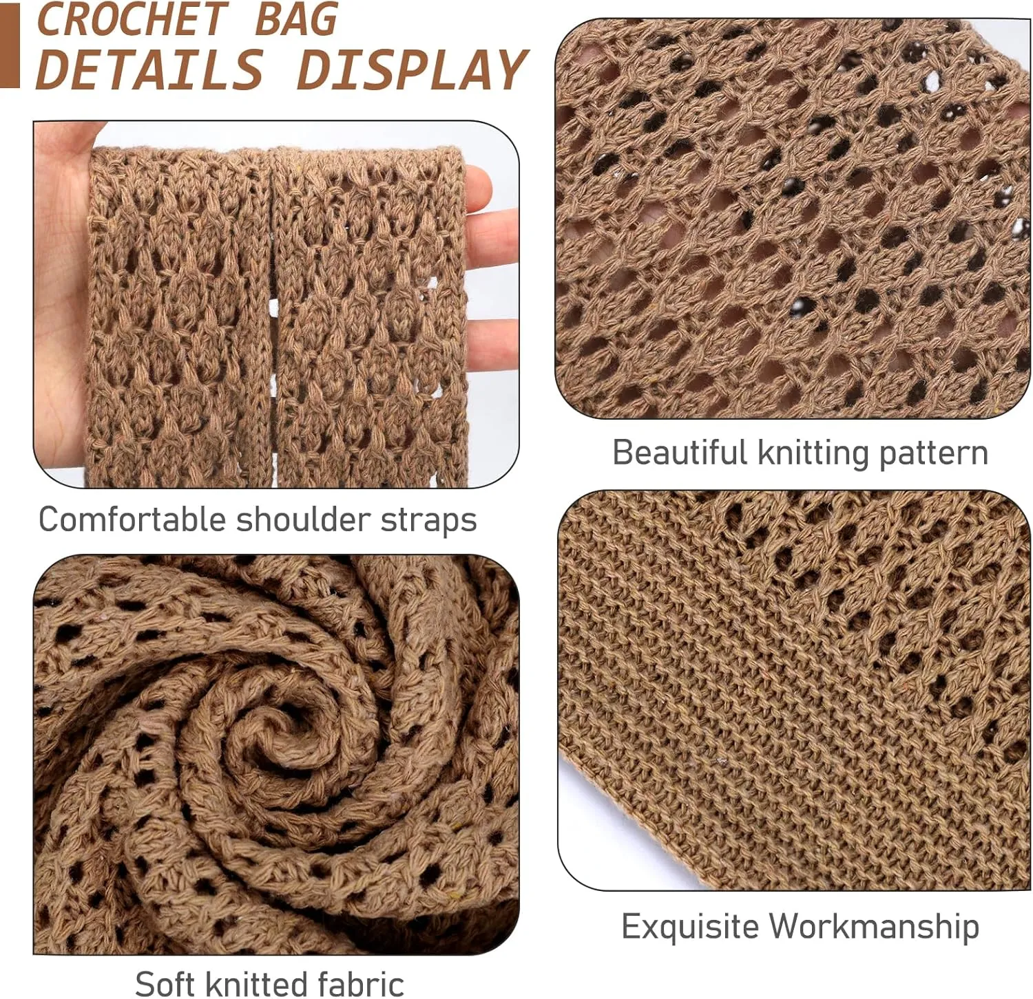 KPX Crochet Tote, Mesh Knitted Shoulder Bag - Large Aesthetic Hobo for Women - Summer