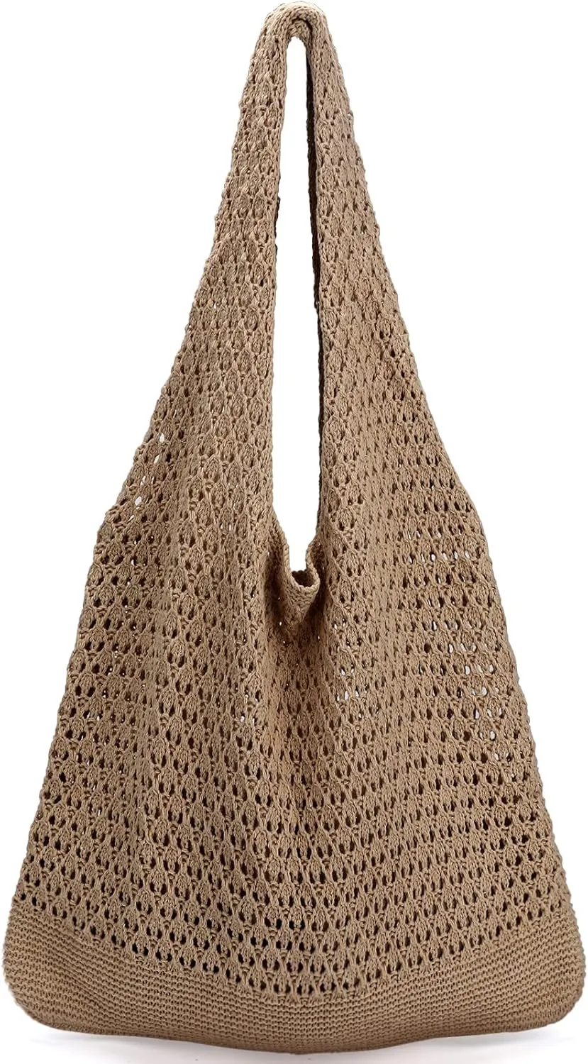 KPX Crochet Tote, Mesh Knitted Shoulder Bag - Large Aesthetic Hobo for Women - Summer