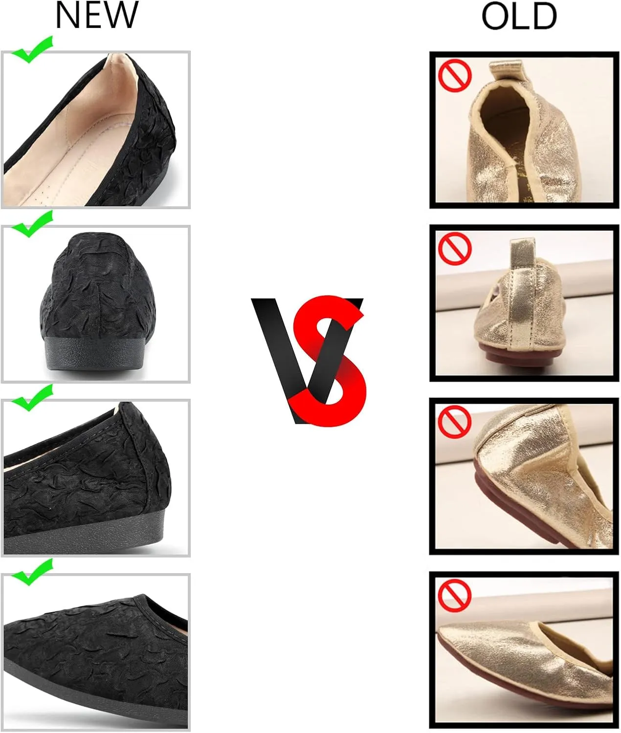 KUNWFNIX Women Ballet Flats Rhinestone Wedding Ballerina Shoes Foldable Sparkly Comfort Slip on Flat Shoes