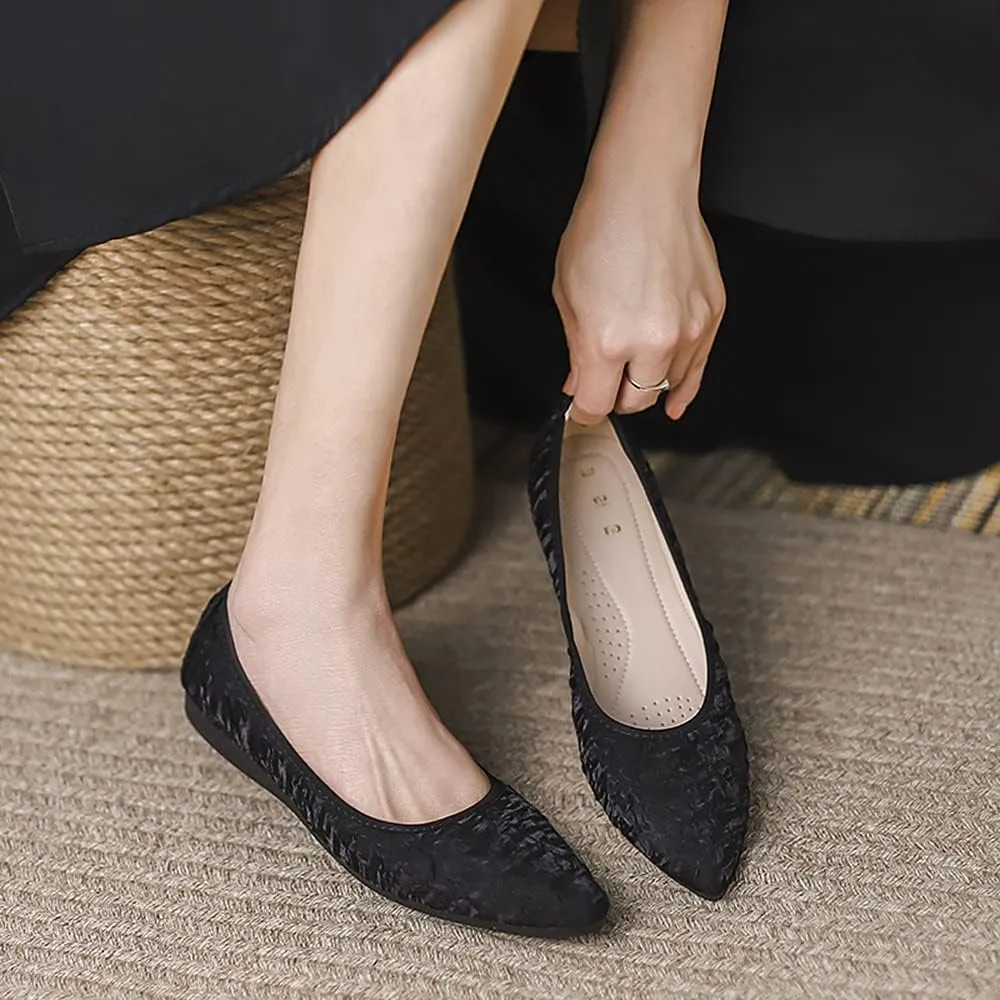 KUNWFNIX Women Ballet Flats Rhinestone Wedding Ballerina Shoes Foldable Sparkly Comfort Slip on Flat Shoes
