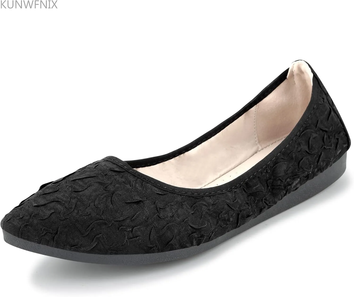 KUNWFNIX Women Ballet Flats Rhinestone Wedding Ballerina Shoes Foldable Sparkly Comfort Slip on Flat Shoes