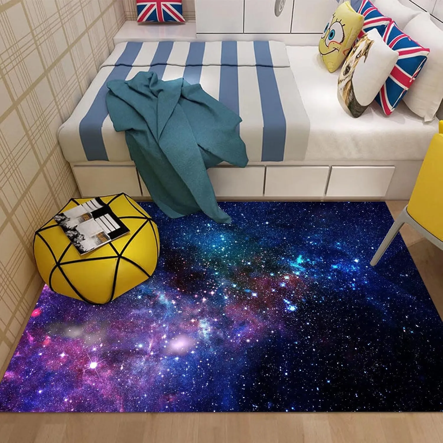 kxry 2 * 3 Feet Galaxy Soft Area Rugs for Kids Girls Boys Blue and Purple Outer Space Starry Sky Universe Floor Carpet for Living Room Bedroom Dorms Nursery Rooms Home Decor Aesthetic