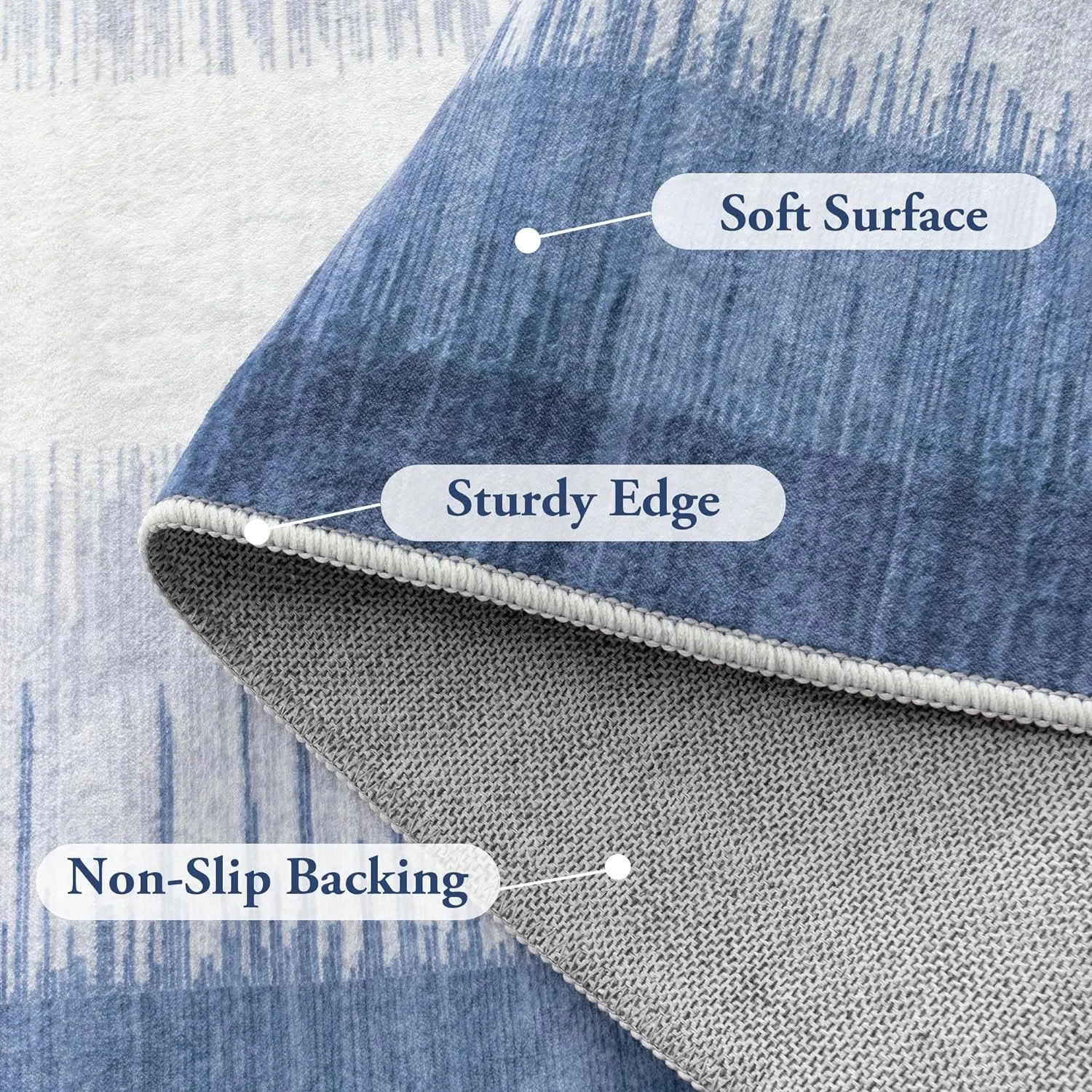 Lahome Ombre 2.5x12 Runners for Hallways Non Slip, Washable Long Hallway Runner Rug 12 ft Ultra-Thin, Modern Print Indoor Blue Home Decor for Kitchen Bedroom Bathroom Laundry