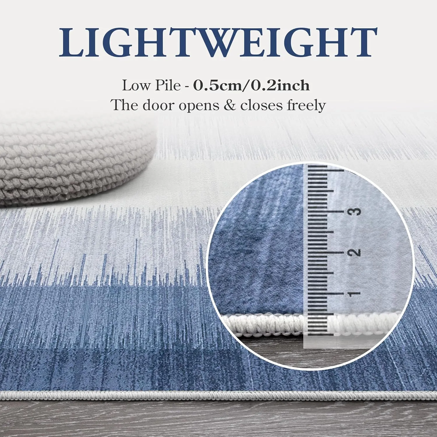 Lahome Ombre 2.5x12 Runners for Hallways Non Slip, Washable Long Hallway Runner Rug 12 ft Ultra-Thin, Modern Print Indoor Blue Home Decor for Kitchen Bedroom Bathroom Laundry