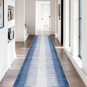 Lahome Ombre 2.5x12 Runners for Hallways Non Slip, Washable Long Hallway Runner Rug 12 ft Ultra-Thin, Modern Print Indoor Blue Home Decor for Kitchen Bedroom Bathroom Laundry