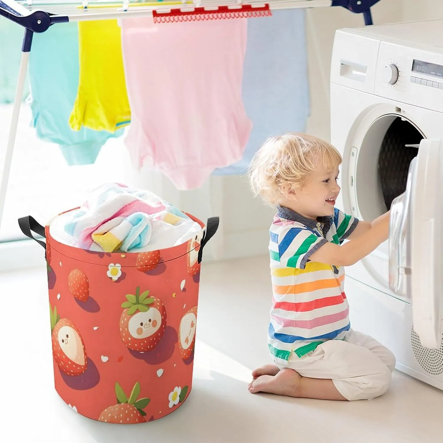 Laundry Hampers, Large Drawstring Laundry Bag, Removable Laundry Bags, Collapsible Storage Bin with Handles for Home Organization, Kids Room, Nursery Natural Foods
