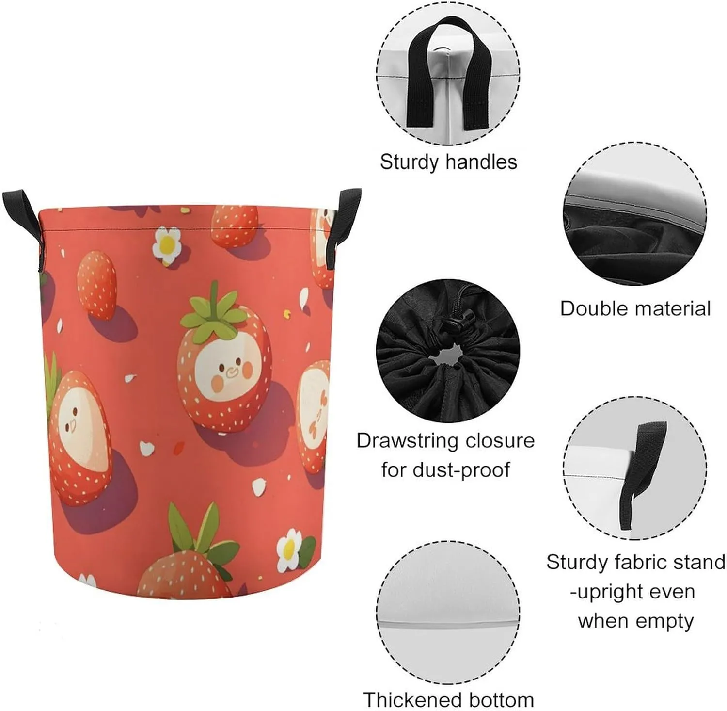 Laundry Hampers, Large Drawstring Laundry Bag, Removable Laundry Bags, Collapsible Storage Bin with Handles for Home Organization, Kids Room, Nursery Natural Foods