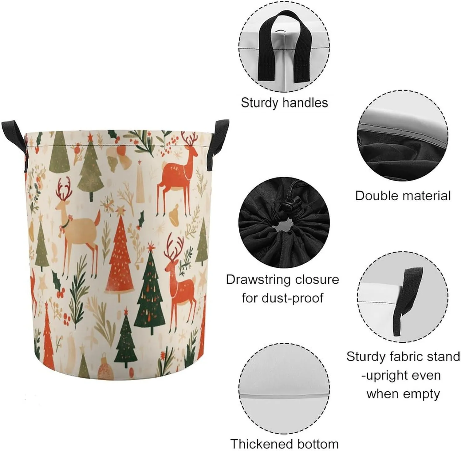 Laundry Hampers, Large Drawstring Laundry Bag, Removable Laundry Bags, Collapsible Storage Bin with Handles for Home Organization, Kids Room, Nursery Nature