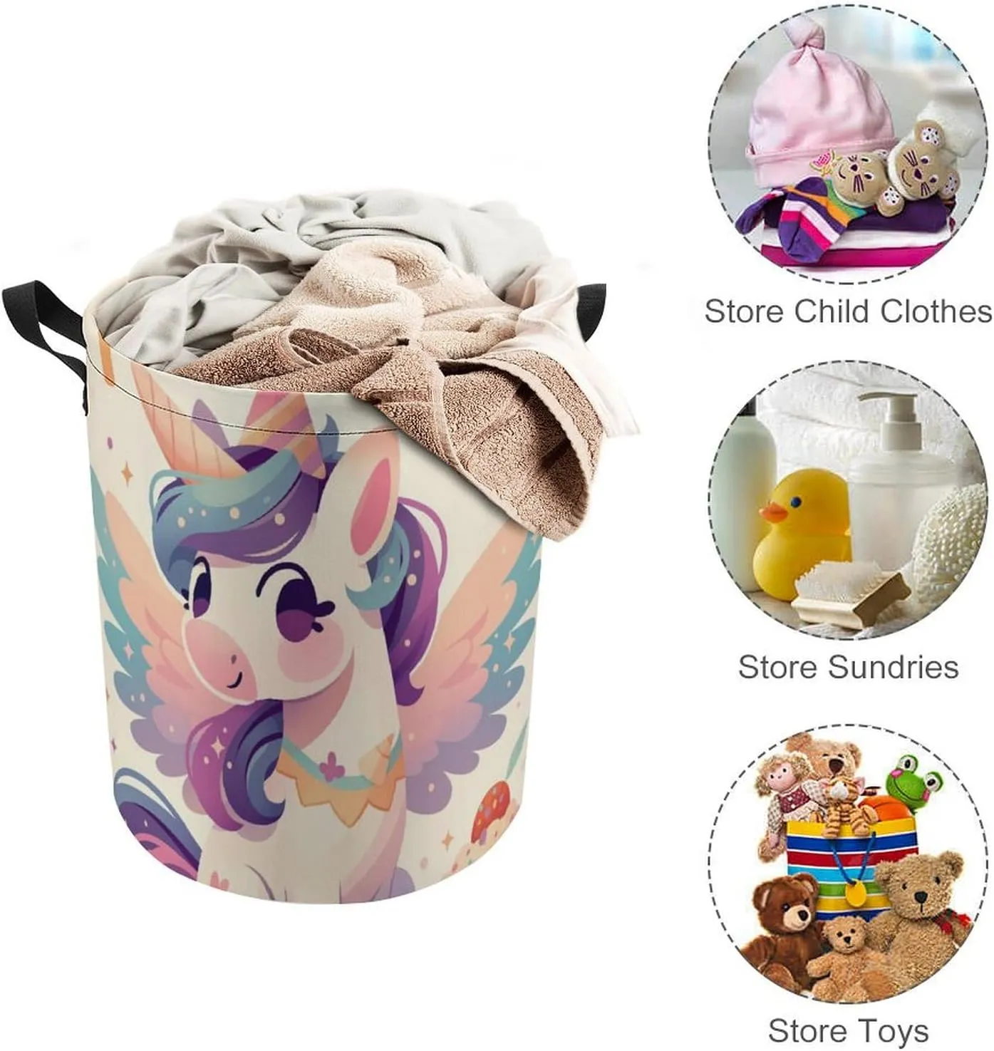 Laundry Hampers, Large Drawstring Laundry Bag, Removable Laundry Bags, Collapsible Storage Bin with Handles for Home Organization, Kids Room, Nursery Pink