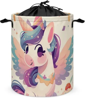 Laundry Hampers, Large Drawstring Laundry Bag, Removable Laundry Bags, Collapsible Storage Bin with Handles for Home Organization, Kids Room, Nursery Pink