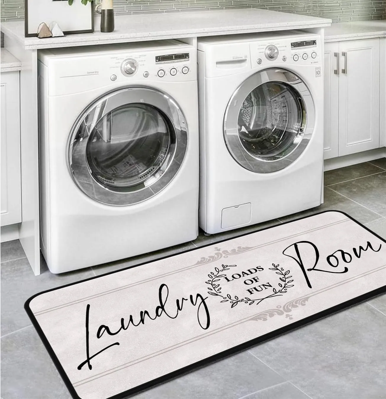 Laundry Room Rug Runner, 24"x72" Machine Washable Modern Solid Design Non-Slip Mat for Hallway, Kitchen, Bedroom, Living Room, Garage, Patio