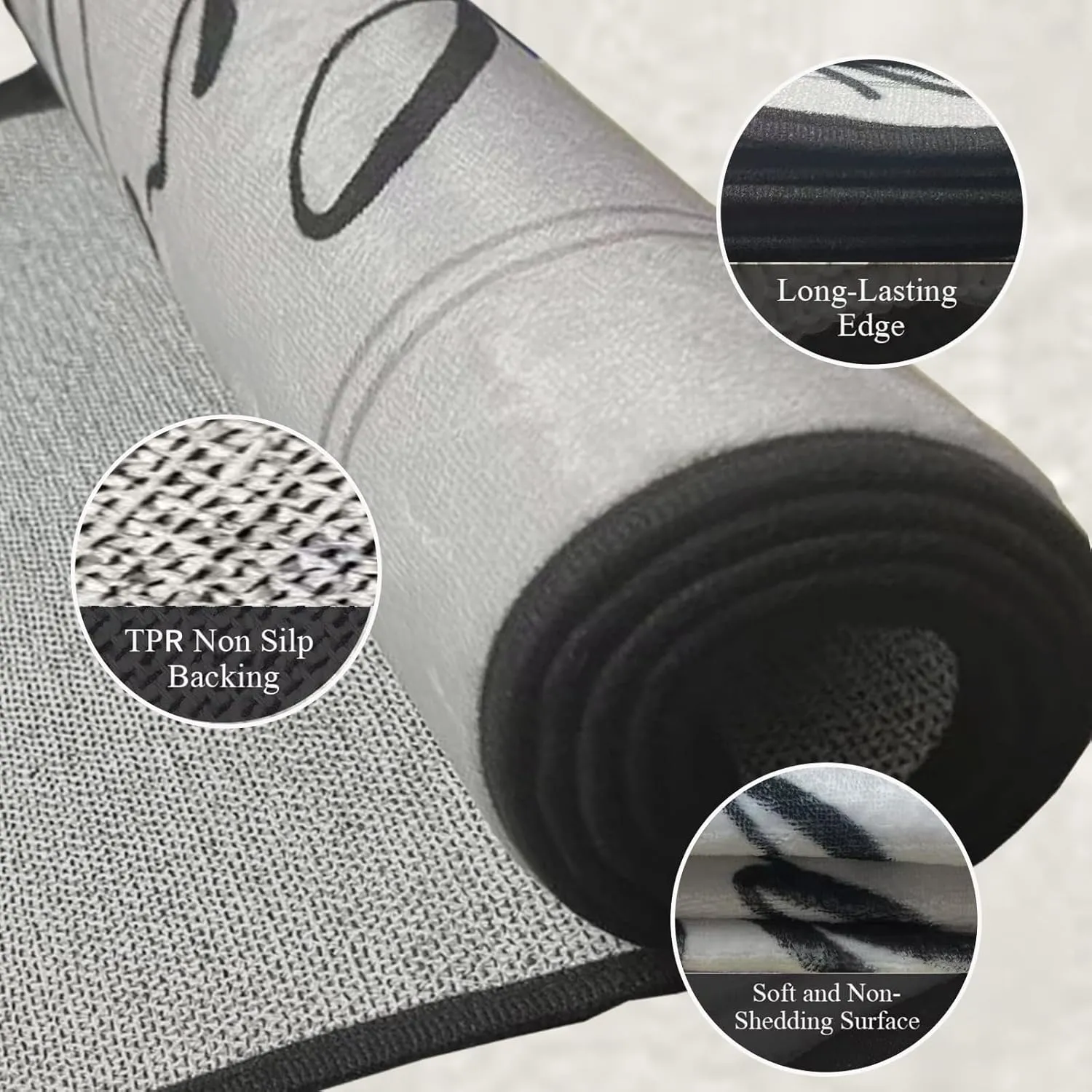Laundry Room Rug Runner, 24"x72" Machine Washable Modern Solid Design Non-Slip Mat for Hallway, Kitchen, Bedroom, Living Room, Garage, Patio