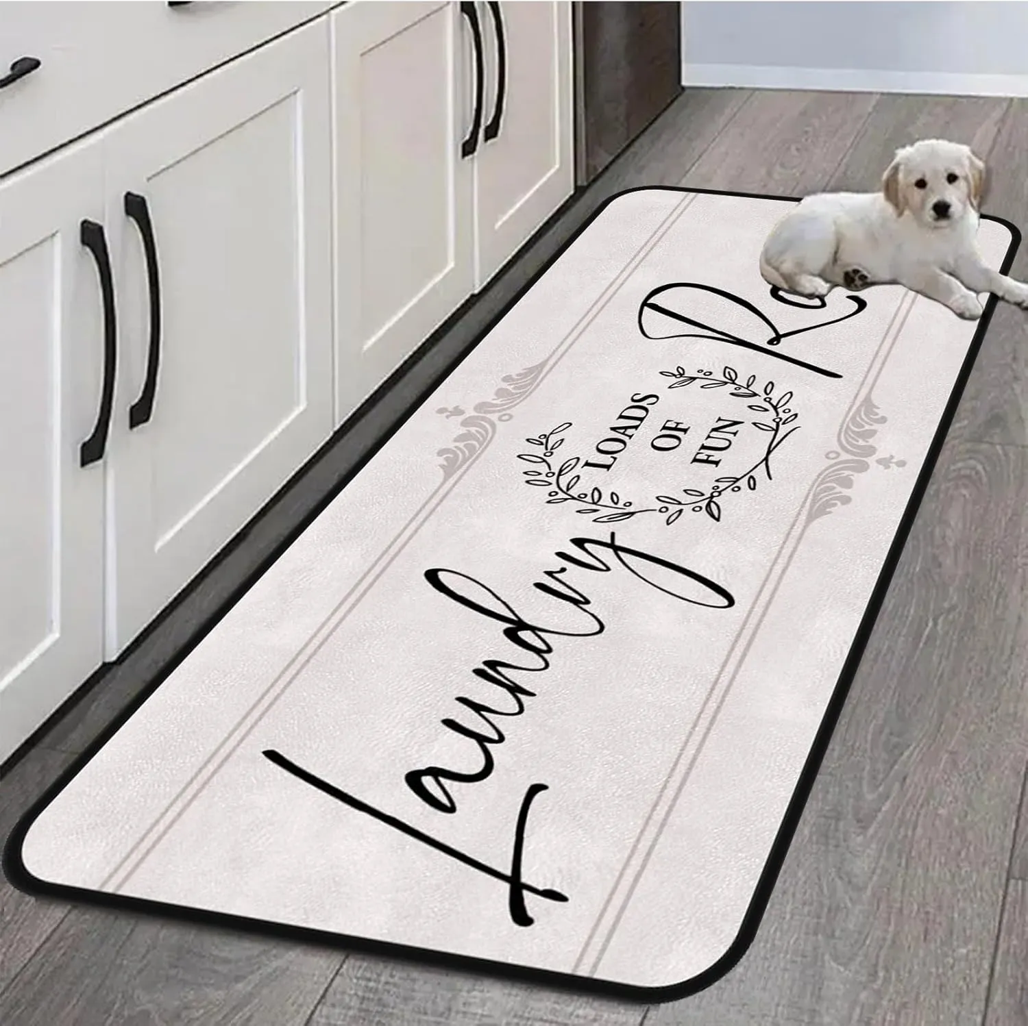 Laundry Room Rug Runner, 24"x72" Machine Washable Modern Solid Design Non-Slip Mat for Hallway, Kitchen, Bedroom, Living Room, Garage, Patio