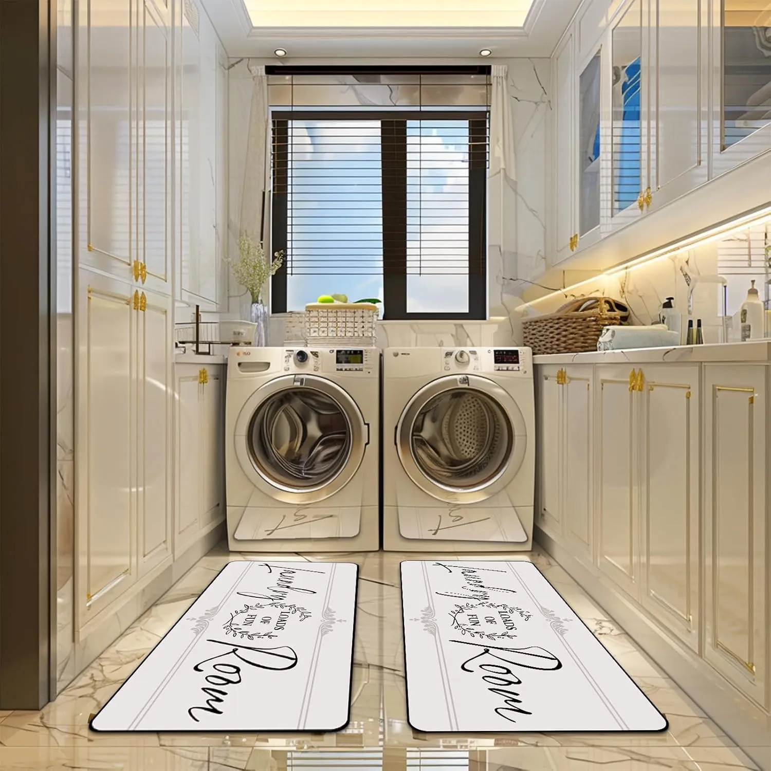 Laundry Room Rug Runner, 24"x72" Machine Washable Modern Solid Design Non-Slip Mat for Hallway, Kitchen, Bedroom, Living Room, Garage, Patio