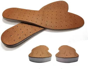 Leather Insole Invisible Increase Insoles 1cm 1.5cm 2cm Height For Casual Sneaker Sport Shoes Men Or Women(8.5#/10.4''--1cm Height, Brown)