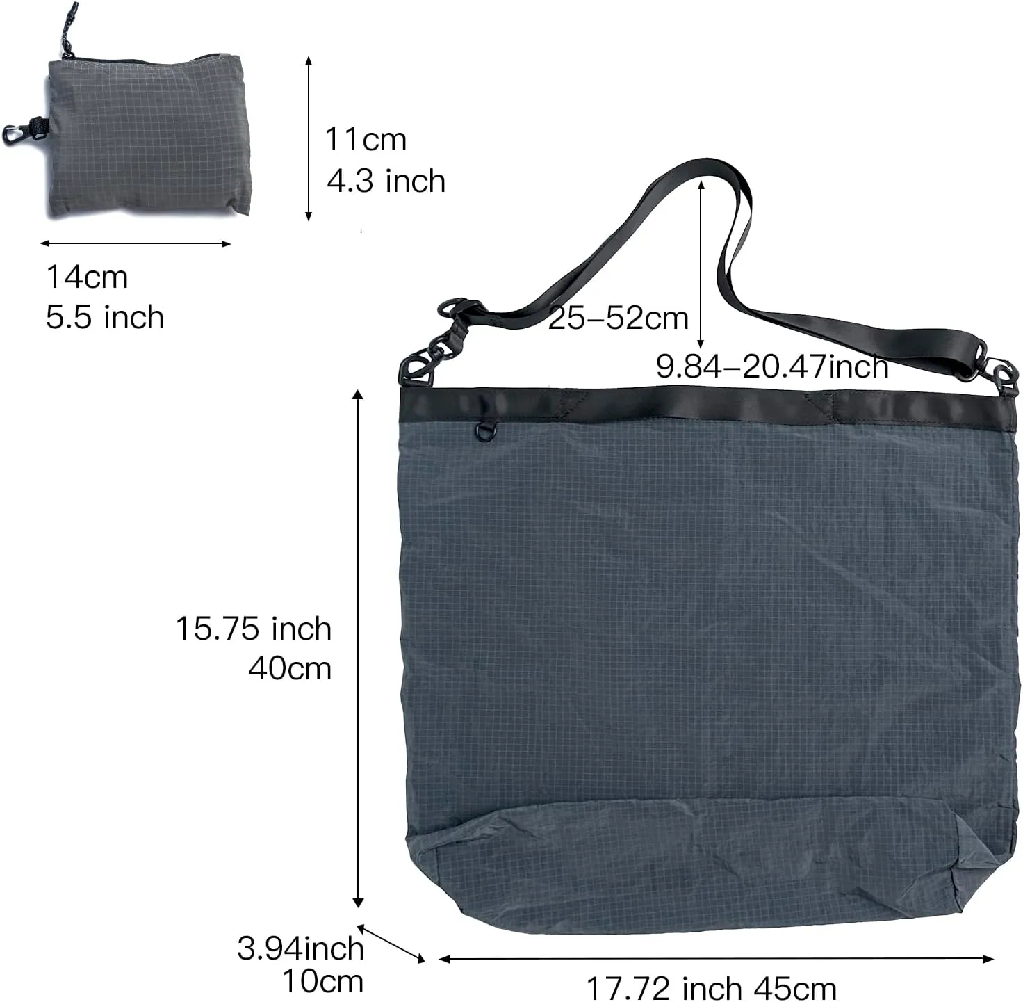 Lightweight Foldable Nylon Crossbody Bag, NO ZIPPER, Compact Polyester Packable Totes, Collapsible Handbag for Travel