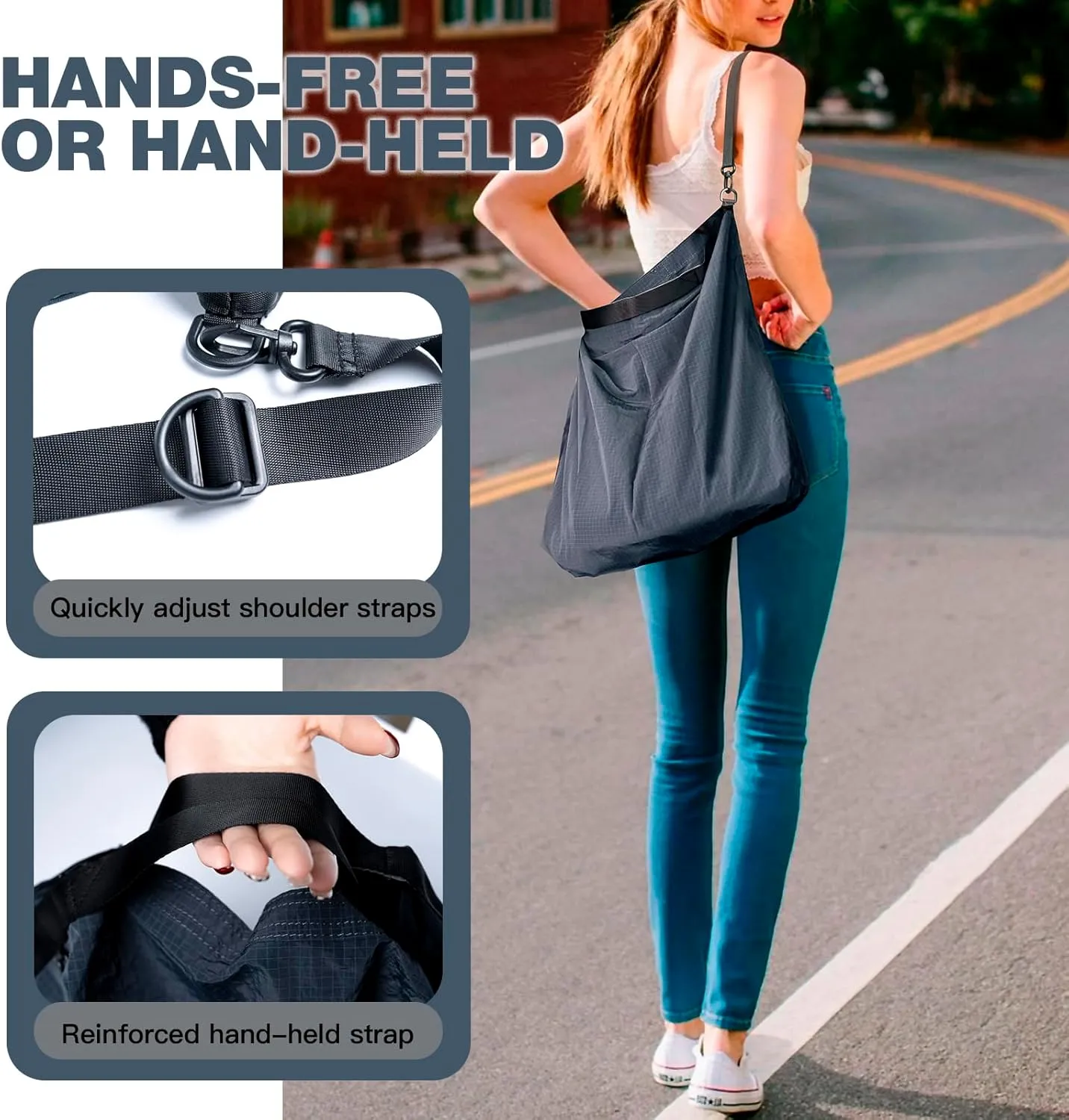 Lightweight Foldable Nylon Crossbody Bag, NO ZIPPER, Compact Polyester Packable Totes, Collapsible Handbag for Travel