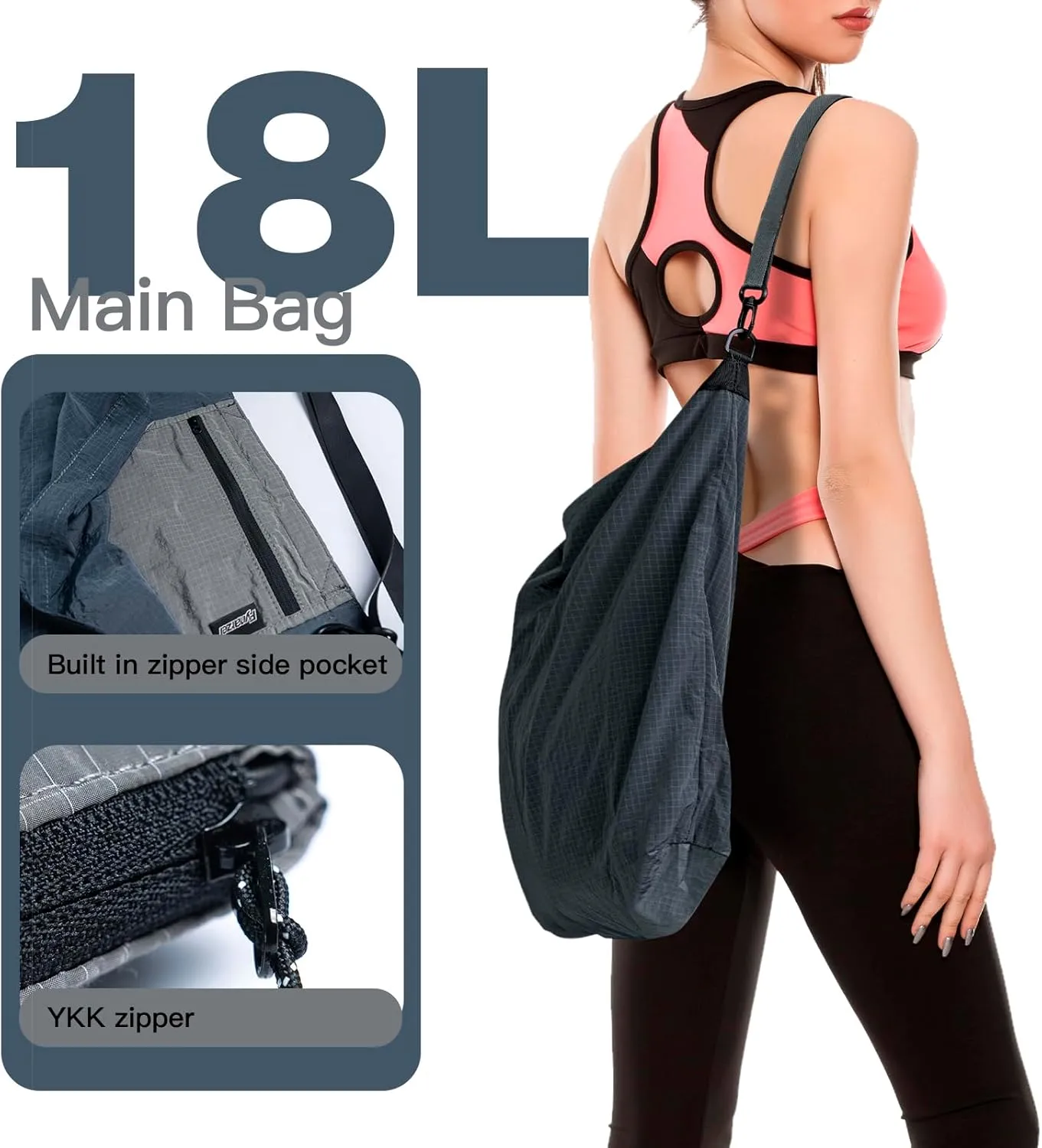 Lightweight Foldable Nylon Crossbody Bag, NO ZIPPER, Compact Polyester Packable Totes, Collapsible Handbag for Travel