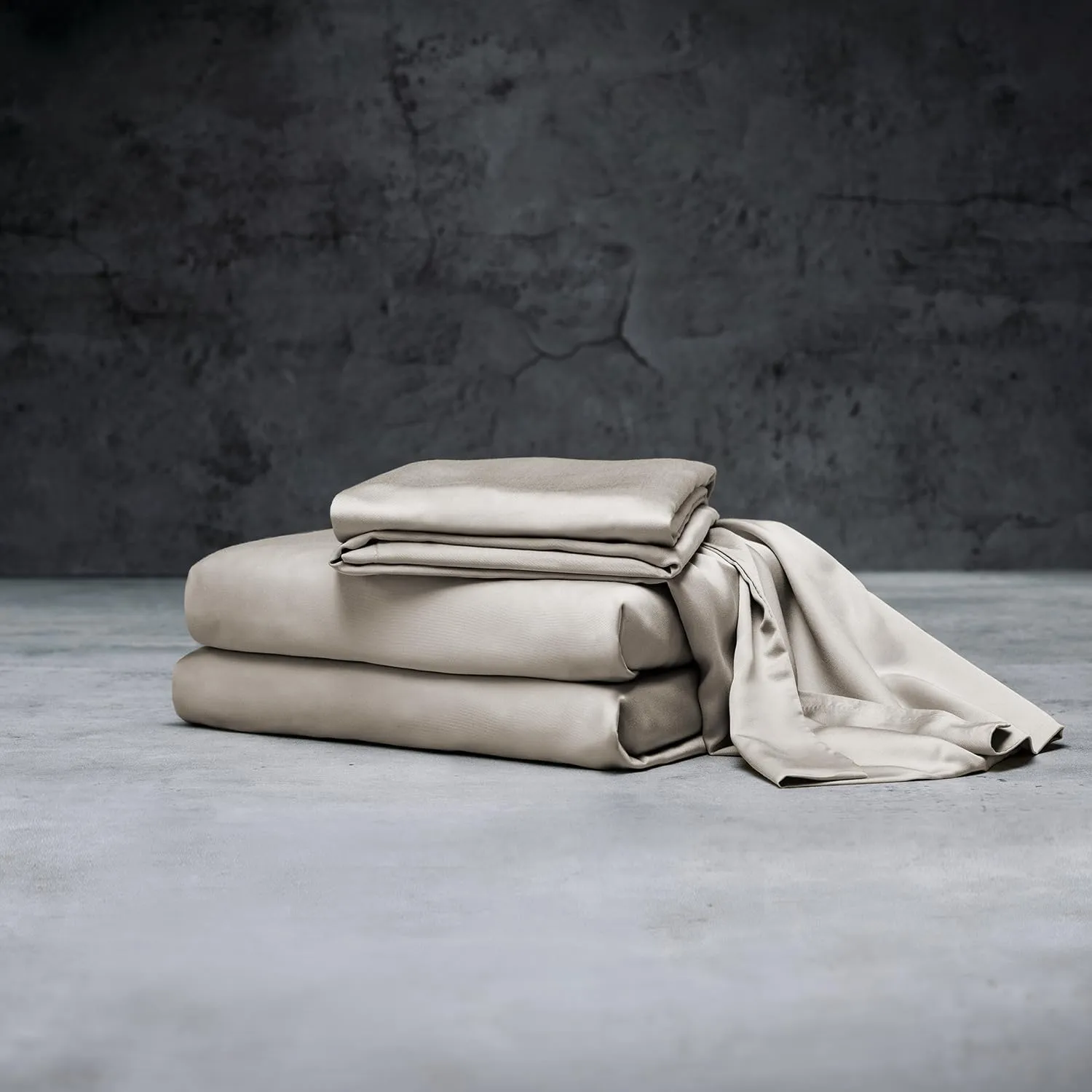 LUXOME Luxury Sheet Set | 100% Rayon (Viscose) from Bamboo | King Size - Dune | Deep Pockets | 4-Piece Set (Fitted, Flat, 2 Pillowcases)