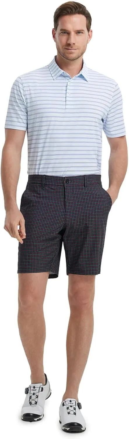 M MAELREG Golf Shorts Men Print Quick Dry 9" Stretch Lightweight Water-Resistant Flex Flat Front Fashion Mens Shorts Casual