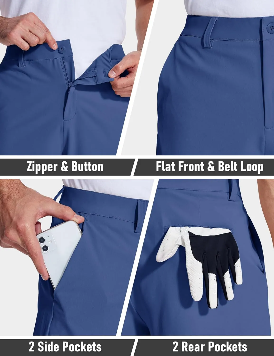 MAGCOMSEN Men's Golf Shorts 9 Inch Inseam Quick Dry Casual Shorts Stretch Hiking Dress Work Shorts with 4 Pockets Flat Front