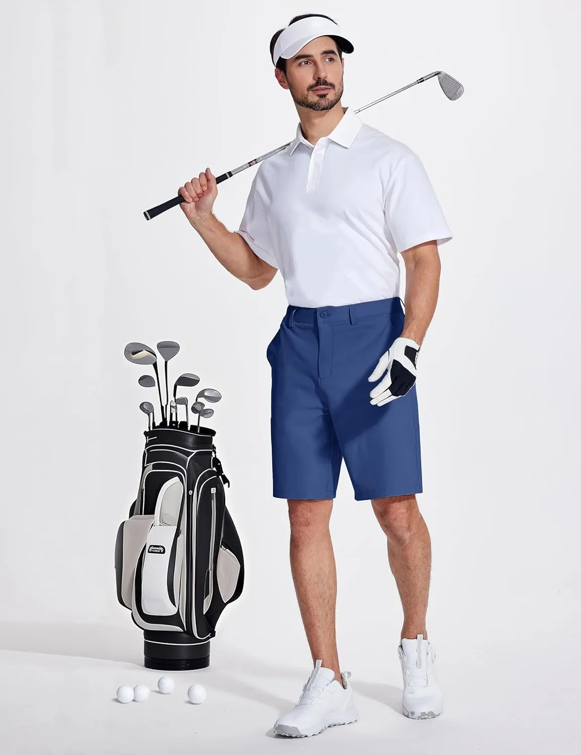 MAGCOMSEN Men's Golf Shorts 9 Inch Inseam Quick Dry Casual Shorts Stretch Hiking Dress Work Shorts with 4 Pockets Flat Front