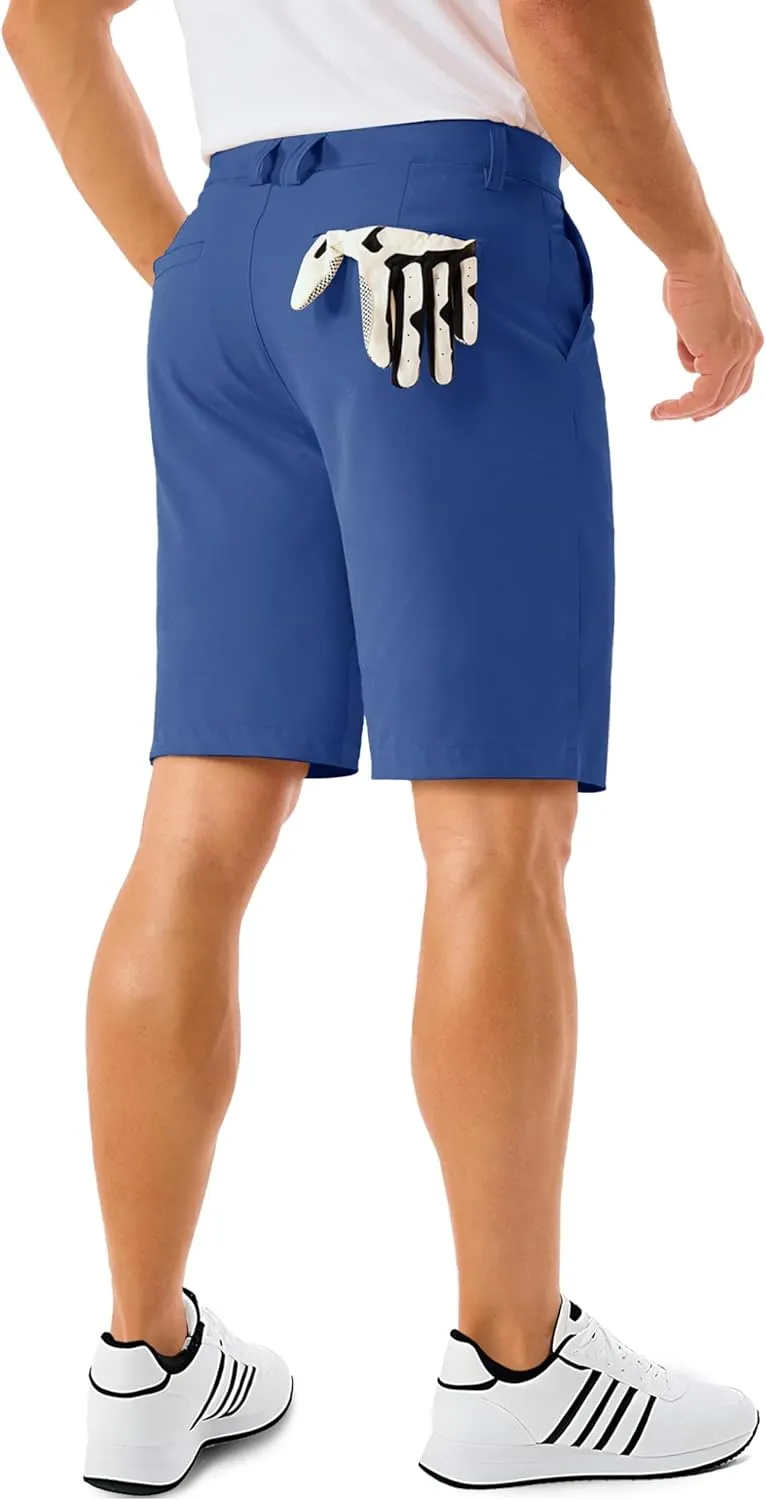 MAGCOMSEN Men's Golf Shorts 9 Inch Inseam Quick Dry Casual Shorts Stretch Hiking Dress Work Shorts with 4 Pockets Flat Front
