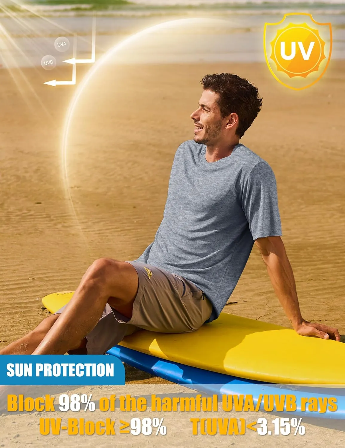 MAGCOMSEN Men's Short Sleeve Sun Protection Shirts Quick Dry Athletic T-Shirts Hiking Running Workout Gym Rash Guard