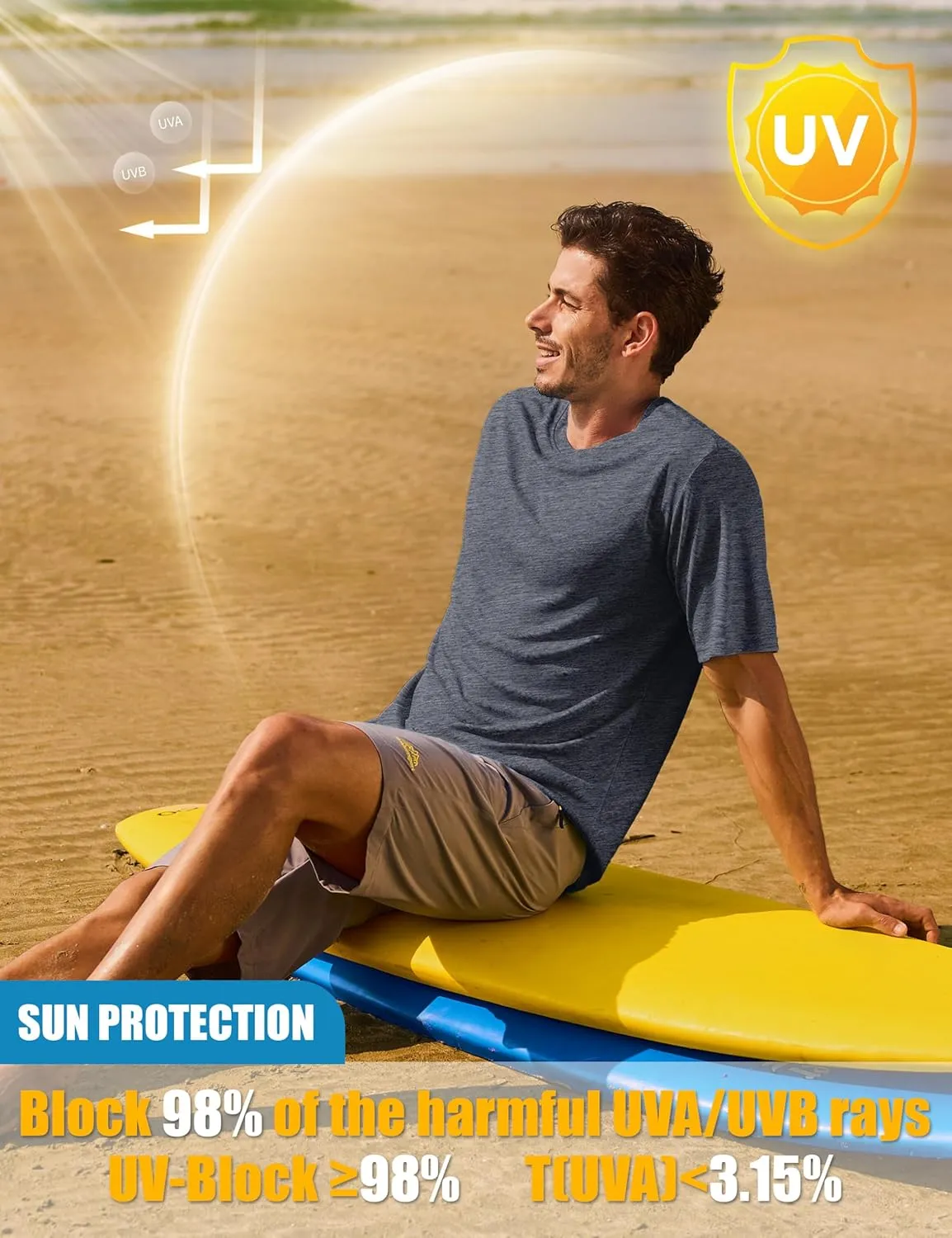 MAGCOMSEN Men's Short Sleeve Sun Protection Shirts Quick Dry Athletic T-Shirts Hiking Running Workout Gym Rash Guard
