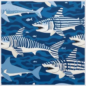 Magic Cosmetics Pouch Sharks Printed Self-Adhesive Camera Cover Cloth Protective Foldable Makeup Bag for Lens Cat Makeup Bag 21.7x21.7"