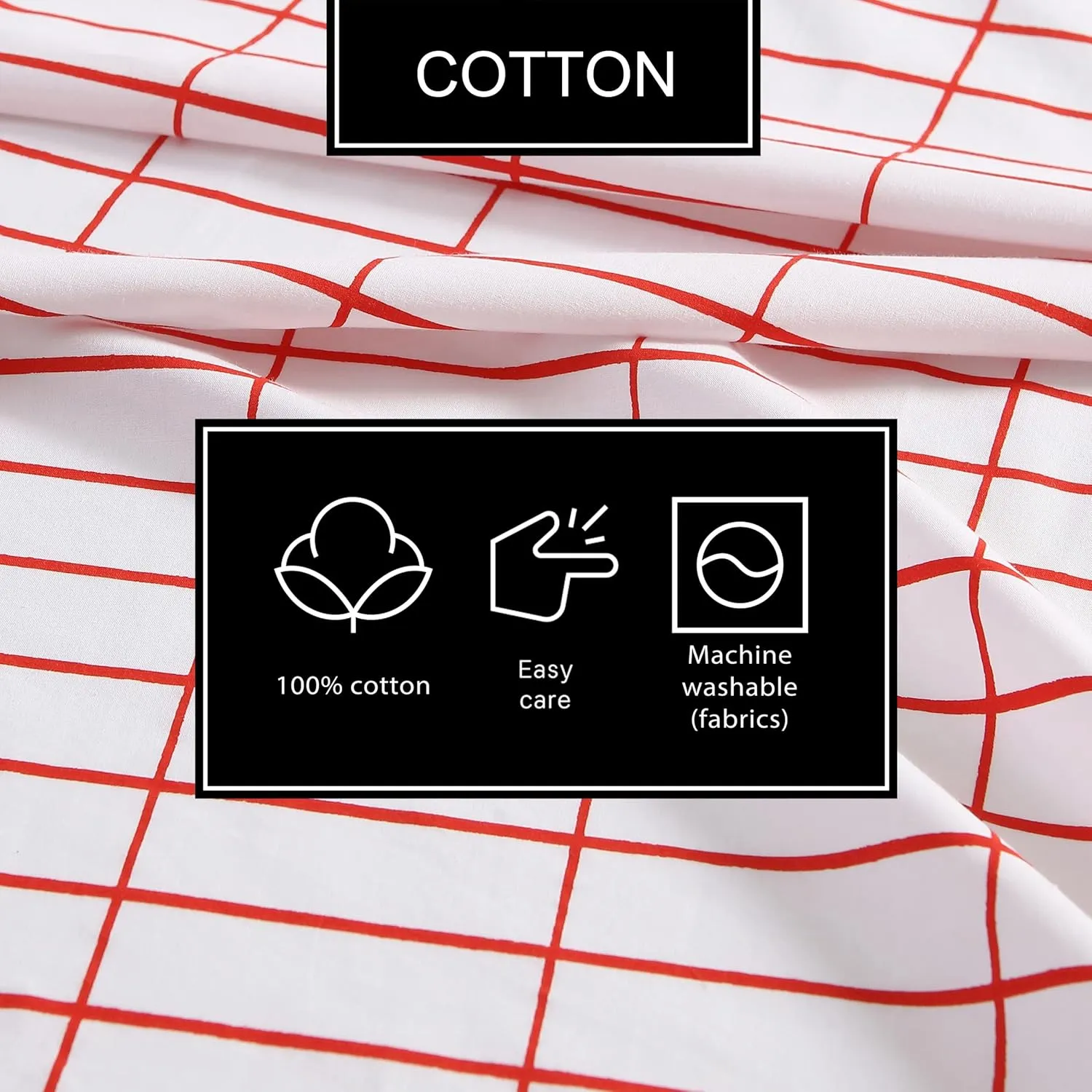MARIMEKKO- Queen Sheet Set, Cotton Percale Bedding Set, Crisp & Cool, Lightweight & Breathable (Pieni Tiiliskivi Red, Queen)