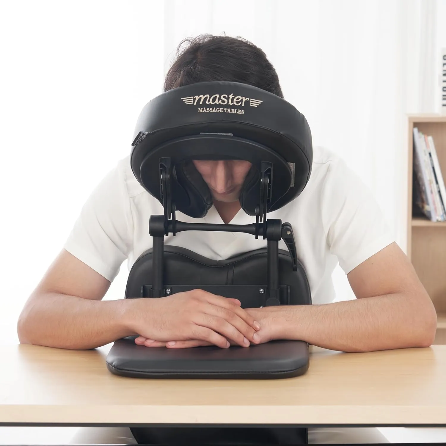 Master Massage Desktop Face Cradle Massage Kit – Table & Desk Top Face Pillow Support –Foldable Adjustable Head Rest Cushion Cradle - Massage Kit, Siesta Artifact, Eye Surgery Recovery Black