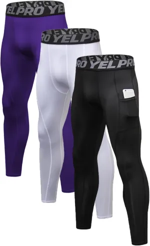 Men’s Compression Pants Athletic Running Leggings Workout Tights Quick Dry Base Layer for Basketball Sports