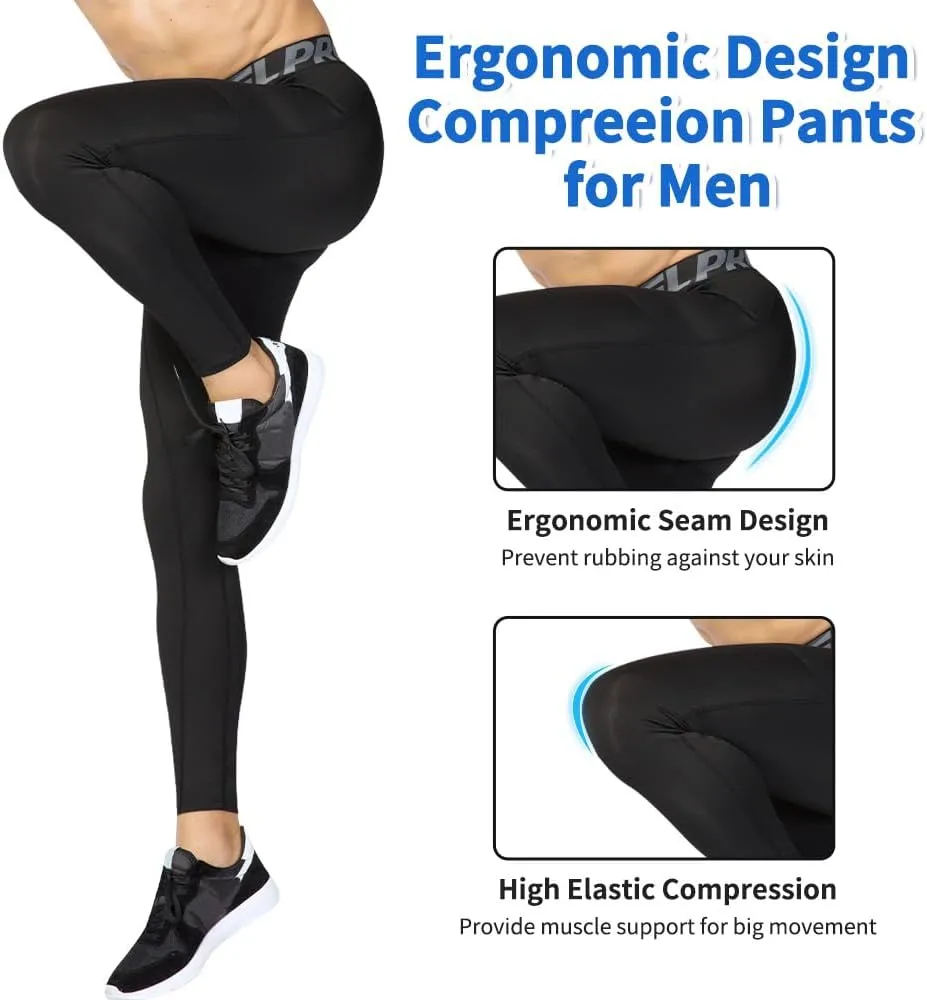 Men’s Compression Pants Athletic Running Leggings Workout Tights Quick Dry Base Layer for Basketball Sports