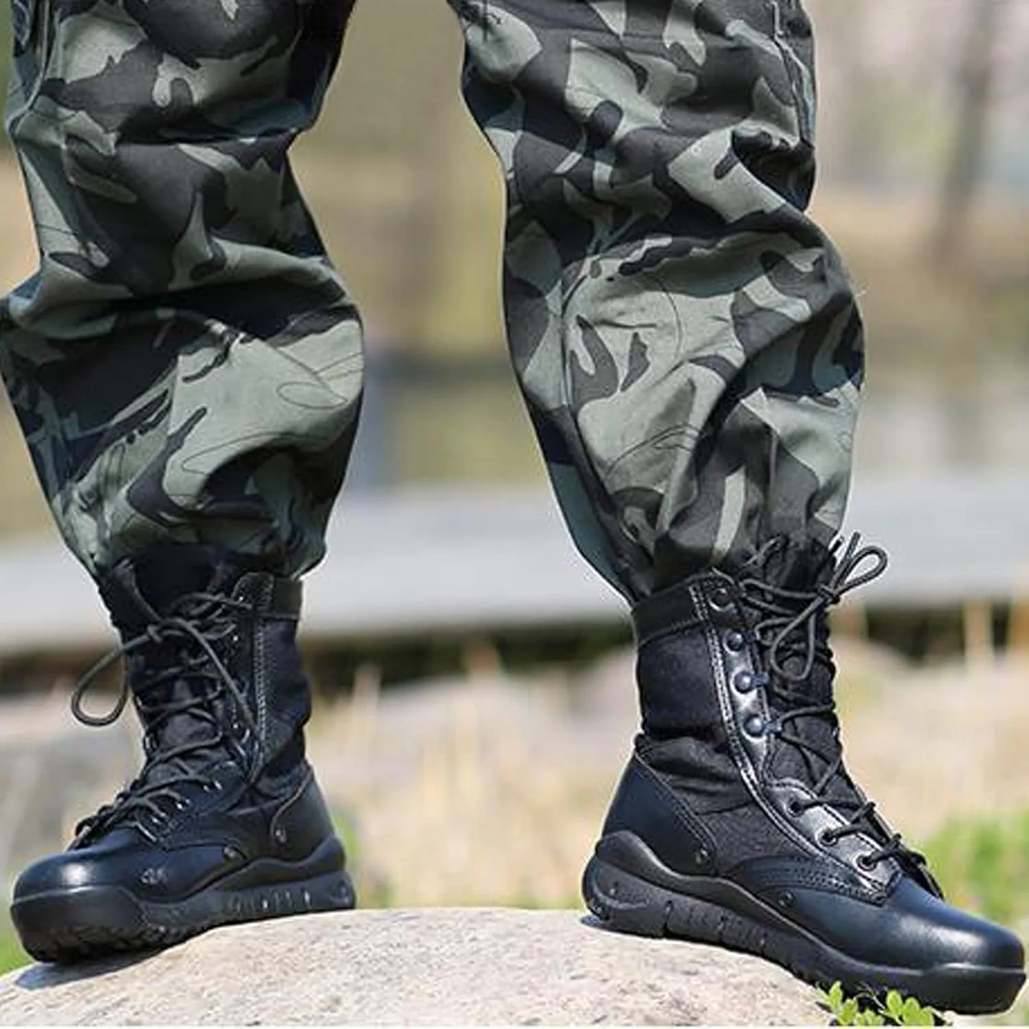 Men's High Rise Waterproof Lace Up Hiking Boots Backpacking Trekking Outdoor Shoes-Black||EU39/US7