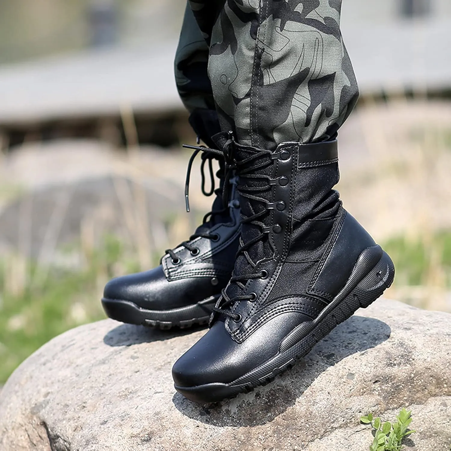 Men's High Rise Waterproof Lace Up Hiking Boots Backpacking Trekking Outdoor Shoes-Black||EU39/US7