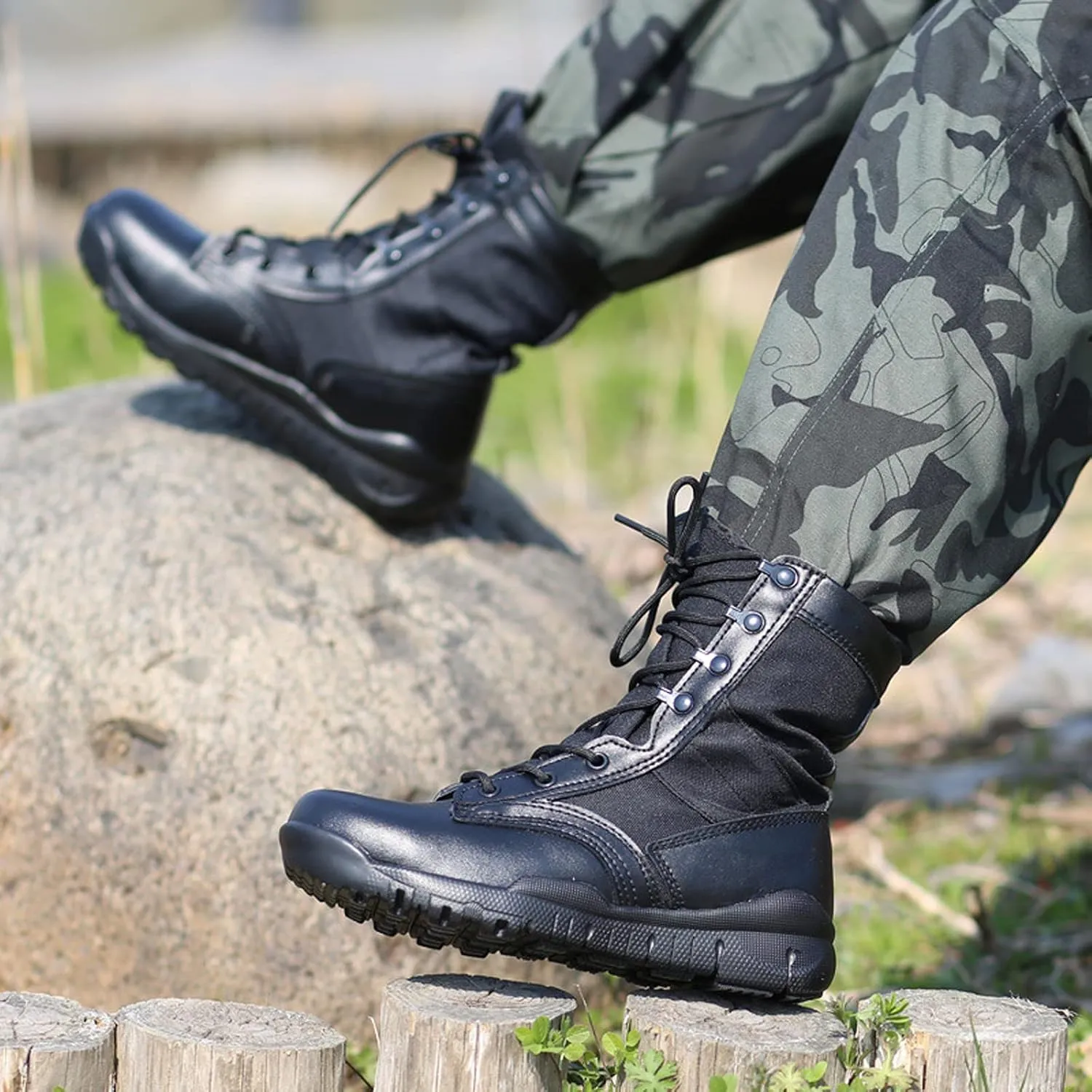 Men's High Rise Waterproof Lace Up Hiking Boots Backpacking Trekking Outdoor Shoes-Black||EU39/US7