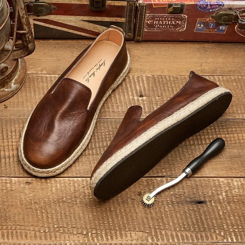 Men's Loafers Slip-On Shoes with Non-Slip Sole Flat Boat Shoes Breathable Comfortable Casual